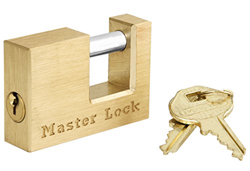 Master Lock 605DAT Shackle 15/16' Length x 7/16' Inner Width, 2' Body Width, Solid Brass Coupler Lock, Gold, 1 Count