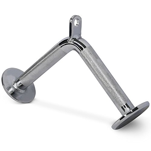 Yes4All LAT Cable Attachment, Tricep Press Down Bar with Diamond Knurl Handle, Support up to 880 lbs (Chrome - V Shaped Bar)