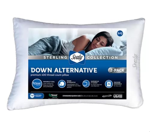 sealy Sterling Collection Down Alternative Pillows 400 Thread Queen - 2 Pack