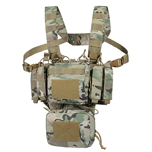 VISMIX Tactical Chest Rig, Adjustable & Detachable Chest Rig Molle Military Chest Bag Pack with Magazine Pouch