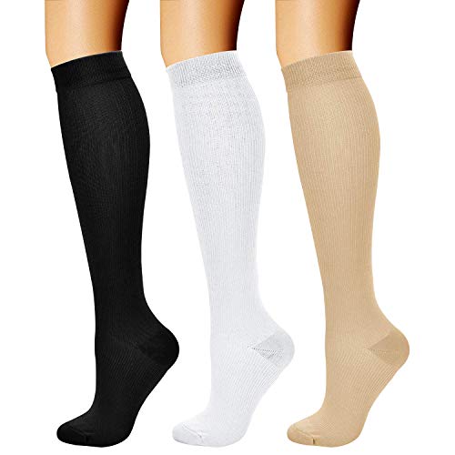 CHARMKING Compression Socks for Women & Men Circulation (3 Pairs) 15-20 mmHg is Best Athletic for Running, Flight Travel, Support, Cycling, Pregnant - Boost Performance, Durability (S/M, Multi 02)