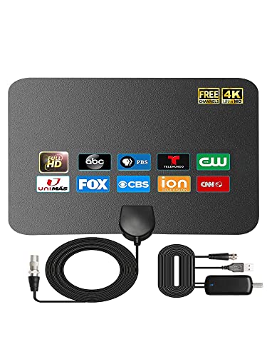 4K Amplified HD Digital Antenna 1000 Miles Range RUPA Indoor Antenna Support 4K 1080p Fire tv Stick All Older TV's Smart Amplifier Signal Booster with Coax Cable 17ft