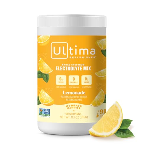 Ultima Replenisher Daily Electrolyte Drink Mix – Lemonade, 90 Servings – Hydration Powder with 6 Key Electrolytes & Trace Minerals – Keto Friendly, Vegan, Non-GMO & Sugar-Free Electrolyte Powder