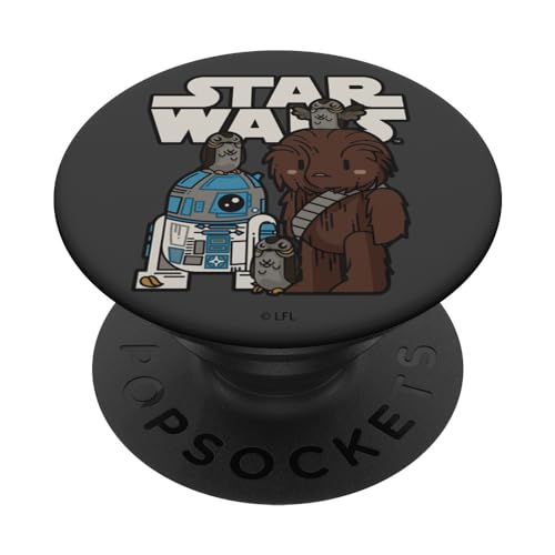 Star Wars The Last Jedi R2-D2 Chewbacca Porgs Cartoon PopSockets Standard PopGrip