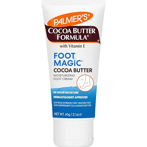 Palmer's Cocoa Butter Formula Foot Magic Moisturizing Foot Cream for Dry, Cracked Heels, Feet Moisturizer with Peppermint Oil & Vitamin E, 2.1 Ounces