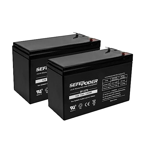 SEFEPODER 12 Volt 7ah Rechargeable Sealed Lead Acid Battery 2 Pack (F1 Terminals)