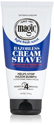 SoftSheen-Carson Magic Razorless Shaving Cream for Men, Hair Removal Cream, Regular Strength for Normal Beards, No Razor Needed, Depilatory Cream Works in 4 Minutes, 6 oz