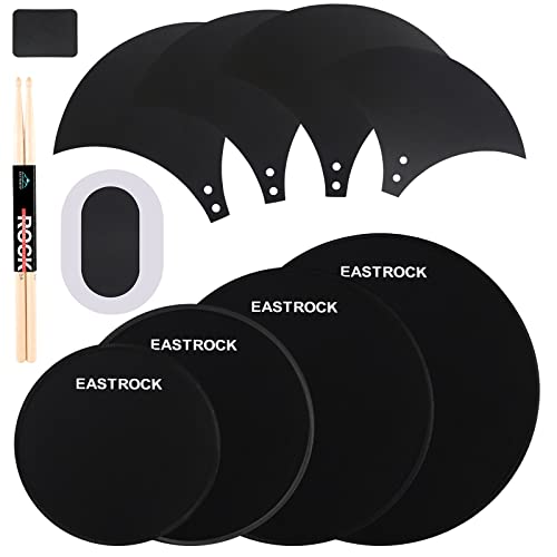 EASTROCK Drum Mute Pads Set 10 Pieces With Cymbal Pad + Hi hats Set Pad, Foam Drum Silencer Pads, Fit 10”, 12”, 14”, 16' (Drum Mute Pad Pack)