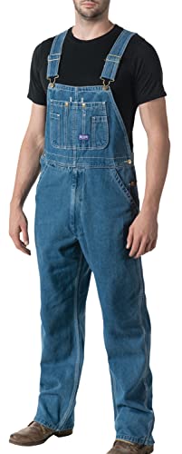Walls mens Big Smith Stonewashed Bib overalls and coveralls workwear apparel, Stone Washed, 38W x 32L US