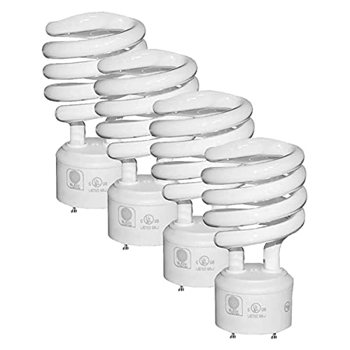 SLEEKLIGHTING - GU24 23Watt 2700K 1600lm 2 Prong Light Bulbs- UL approved-120v 60Hz - Mini Twist Lock Spiral -Self Ballasted CFL Fluorescent Bulbs- 1600lm Warm White 4 Pack (100 Watt Equ)