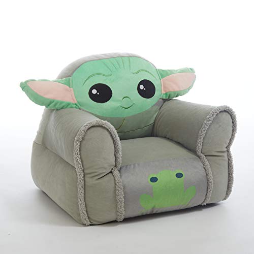 Idea Nuova Figural Mink with Sherpa Trim Bean Bag Chair for Toddlers and Kids, Star Wars Grogu