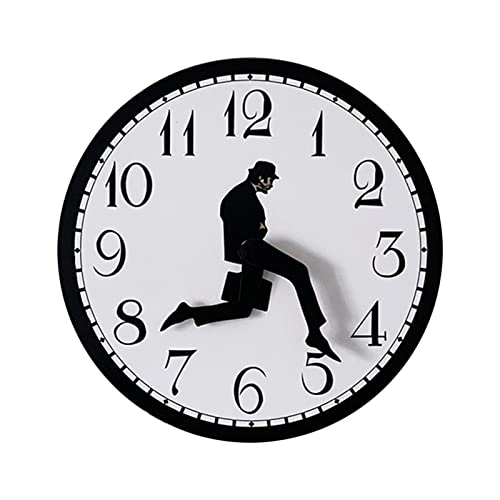 Saycker Ministry of Silly Walks Clock, 10’‘ Comedy Creative Inspired Ministry of Monty Python Silly Walk Wall Clock, No-Ticking Walking Silent Clock for Bedroom Office Wall Decor,Black