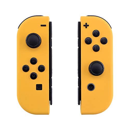eXtremeRate DIY Replacement Shell Buttons for Nintendo Switch & Switch OLED, Caution Yellow Soft Touch Custom Housing with Full Set Button for Joycon Handheld Controller - Console Shell NOT Included