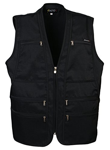 Beat The World Men's 9 Pockets Work Utility Workwear Jacket Vest Military Photo Safari Travel Vest (2XL, Black)