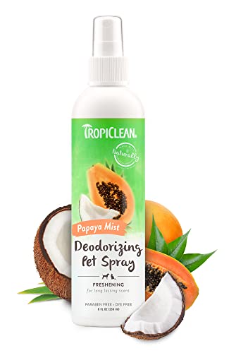 TropiClean Papaya Dog Perfume Spray Long Lasting | Naturally Derived Odor Removing Dog Deodorizing Spray | Cat Friendly | Made in USA | 8 oz.