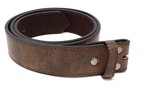 BC Belts Leather Belt Strap with Vintage Distressed Texture 1.5' Wide with Snaps (Dark Brown-L)