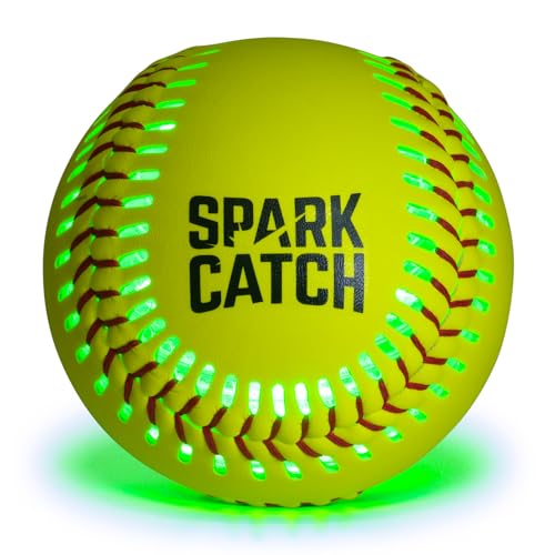 SPARK CATCH Light Up 12' Glow in The Dark Fastpitch Softball for Girls, Teens, and Players (Neon Green)