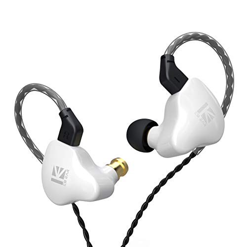 KBear KS1 Hifi Stereo in-Ear Monitors,Dual magnetic Circuit Dynamic in Ear Earphone, HiFi Over Ear Earbud Headset Noise Cancelling Earphone with Removable Cable for Running Walking(White No Mic)