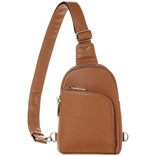 INICAT Small Crossbody Sling Bag Faux Leather Fanny Packs Purses for Women Men (08-Brown)