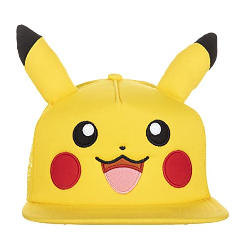 Pokemon Pikachu Big Face Cosplay Embroidered Snapback Cap Hat Licensed Yellow