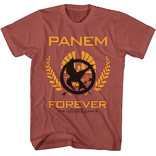 The Hunger Games Panem Forever Mockingjay Graffiti Adult Short Sleeve T Shirt Sci-fi Movie Graphic Tee Terracotta