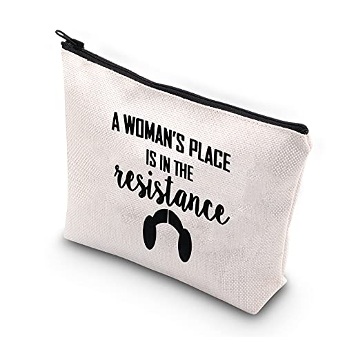 BDPWSS A Woman's Place Is In The Resistance Makeup Bag For Women Girl Power Gift Storm Trooper Gift Feminist Gifts Sci-Fi Space Fan Cosmetic Bag Zipper Pouch (place in the resistance B)