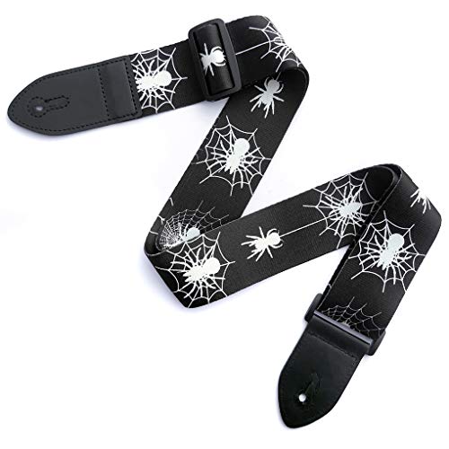 Guitar Strap, Cool Guitar Accessories Adjustable Shoulder Strap with Leather Ends for Bass Acoustic and Electric