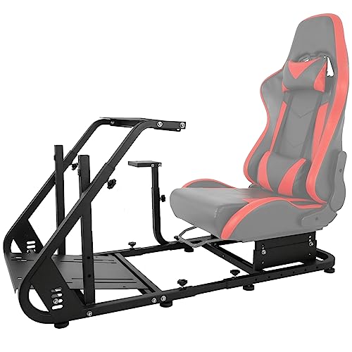 Hottoby Racing Simulator Cockpit Mountable Monitor Stand &Adjustable Fits for Logitech/Thrustmaster/Fanatec G920 G923 G29&T80 T150,Frame Double Arm Reinforcement,No Steering Wheel,Pedal,Handbrake,Seat