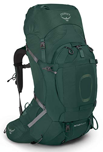 Osprey Aether Plus 60L Men's Backpacking Backpack, Axo Green, L/XL