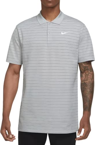 Nike Men's 2022 Dri-FIT Victory Striped Golf Polo Shirt, Light Smoke Grey/White, Large