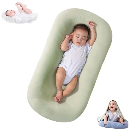 Baby Lounger Pillow for Newborn Babies 0-18 Months, Snuggle Me Organic Lounger for Baby, Soft Cotton Breathable Baby Nest Sleeper (Green)