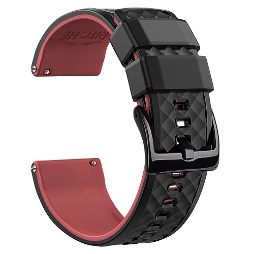 Ritche Silicone Watch Bands 18mm 20mm 22mm 24mm Quick Release Rubber Watch Bands for Men, Black / Crimson Red / Black, 20mm, Classic,Sport