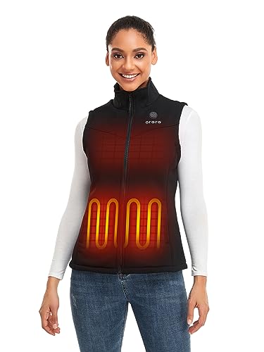 ORORO Women's Heated Vest with Battery - Electric Fleece Vest Base Layer (Black,L)