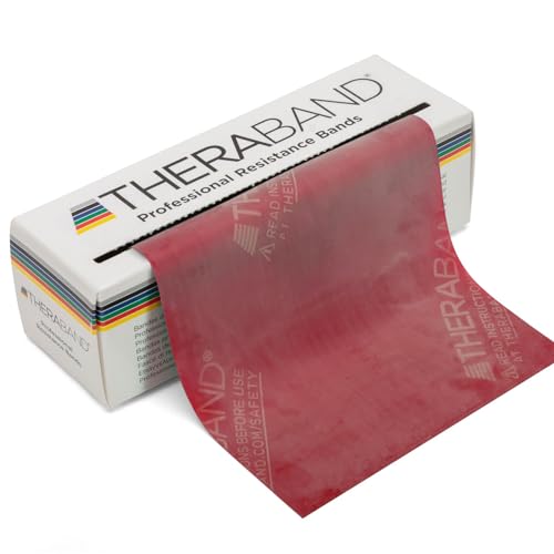 THERABAND Resistance Bands, 6 Yard Roll Professional Latex Elastic Band For Upper Body, Lower Body, & Core Exercise, Physical Therapy, Pilates, At-Home Workouts, & Rehab, Red, Medium, Beginner Level 3