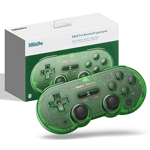 8Bitdo SN30 Pro Wireless Bluetooth Controller with Joysticks Rumble Vibration USB-C Cable Gamepad Compatible with Switch,Windows, Mac OS, Android, Steam (Jade Green)