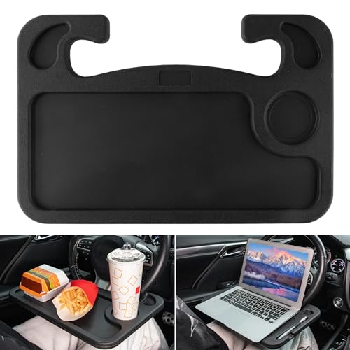 JUSTTOP Car Steering Wheel Desk for Laptop,Multipurpose Travel Car Accessories, Car Seat Stand Trays for Eating, Steering Wheel Under Table Console(Black)