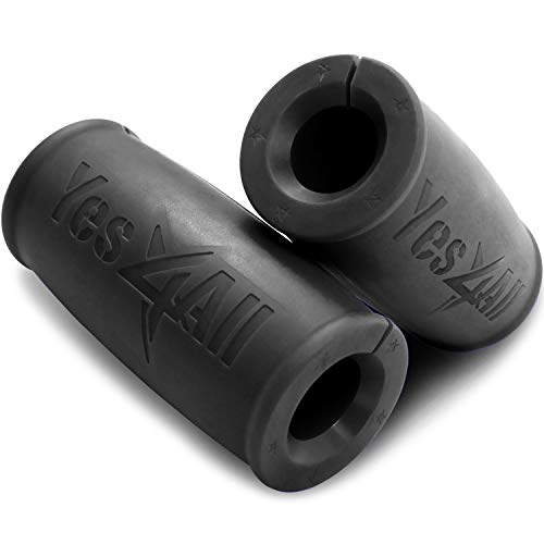 Yes4All Thick Bar Grips / Thick Grips for Barbell, Weight Lifting, Body Building Training – Thick Bar Adapter (Black, Set of 2)