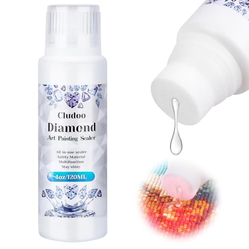 Cludoo 120ML/4 OZ Diamond Art Sealer 5D Diamond Art Painting Sealer Glue, Diamond Art Sealer for Shine Effect & Permanent Hold Diamond Art Painting Conserver Diamond for Painting,Puzzles and DIY Craft