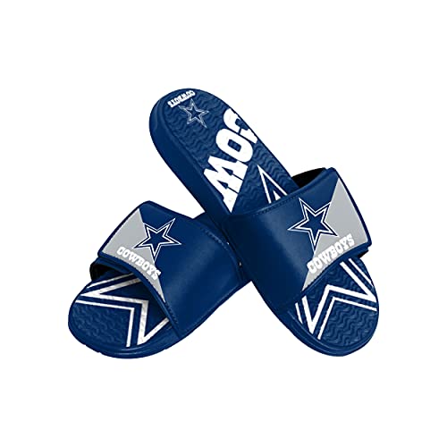 FOCO Dallas Cowboys NFL Mens Colorblock Big Logo Gel Slides - L