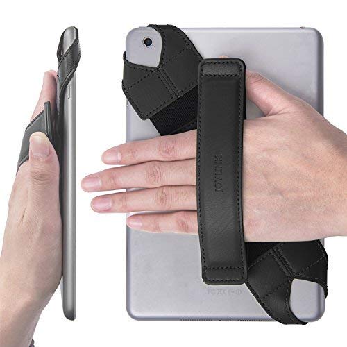 joylink Universal Tablet Hand Strap Holder, 360 Degrees Swivel Leather Handle Grip with Elastic Belt, Secure & Portable for 7.9' -8.4' Tablets (Samsung Asus Acer Google iPad Mini), Black