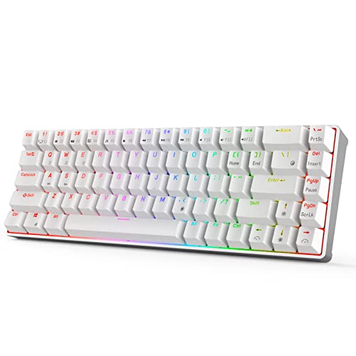 RK ROYAL KLUDGE Wireless 60% Mechanical Keyboard PBT keycaps, Bluetooth Mechanical Keyboard with CNC Frame, Compact Gaming Keyboard with Software - 68 Keys Hot Swappable Gateron Red Switch, RK68 pro
