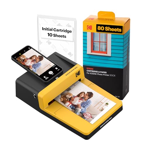 KODAK Dock ERA Plus 4PASS Instant Portable Photo Printer (4x6) (Printer + Initial 10 Sheets + 80 Sheets)