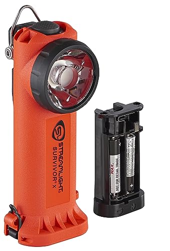 Streamlight 90950 Survivor X 250-Lumen Right-Angle Firefighter's Flashlight with Three (3) 'AA Alkaline Batteries, Orange