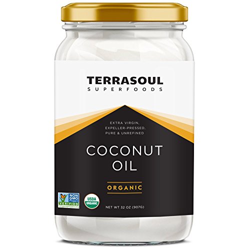 Terrasoul Superfoods Extra Virgin Organic Coconut Oil, 2 Pounds (Glass Jar)