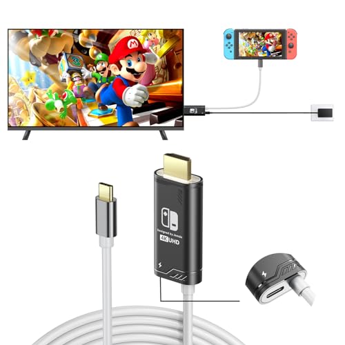 JINGDU Portable HDMI Adapter Compatible with Nintendo Switch NS/OLED, USB C to HDMI Cable Replaces The Original Switch Dock for TV Screen Mirroring, Convenient for Travel, 4K HD, 2m, Black
