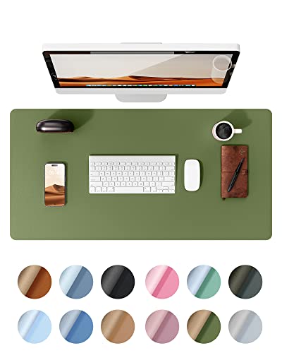 YSAGi Leather Desk Pad Protector, Office Desk Mat, Large Mouse Pad, Non-Slip PU Leather Desk Blotter, Laptop Desk Pad, Waterproof Desk Writing Pad for Office and Home (Green, 23.6' x 13.8')