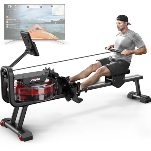 JOROTO MR23 Water Rowing Machine for Home Use, 300 Lbs MAX Weight Capacity Rower Machine with Bluetooth Function, Ipad Holder, 44 Days Kinomap Subscription