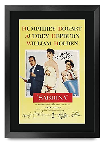 HWC Trading Sabrina Audrey Hepburn Humphrey Bogart 16 x 12 inch Framed Gifts Printed Poster Signed Autograph Picture for Movie Memorabilia Fans - 16' x 12' Framed