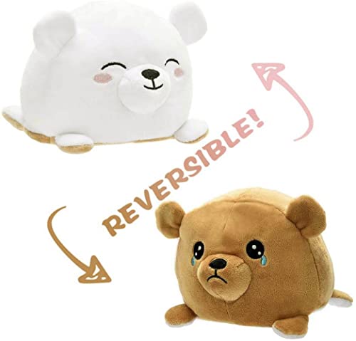 pohthe Reversible Plushie Bear Stuffed Animal Reversible Mood Plush Double-Sided Flip Show Your Mood!