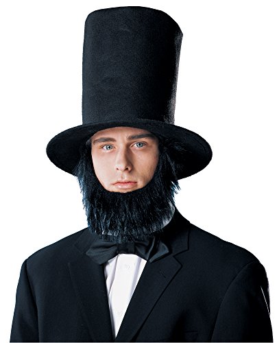 Costume Culture Men's Abraham Lincoln Hat with Beard, Black, Standard